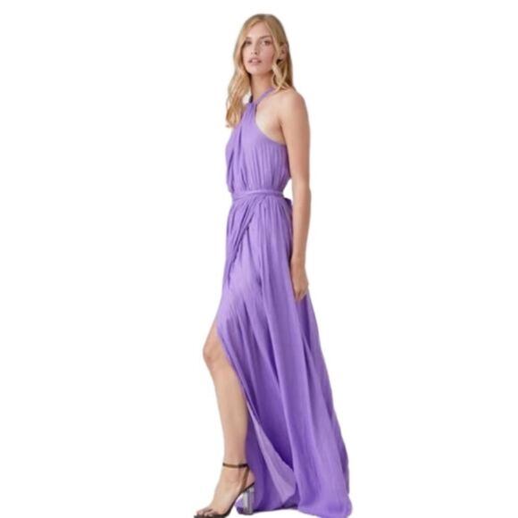 Mustard Seed Purple Sleeveless Tie Waist Maxi Dress Womens Size Large - Picture 1 of 9